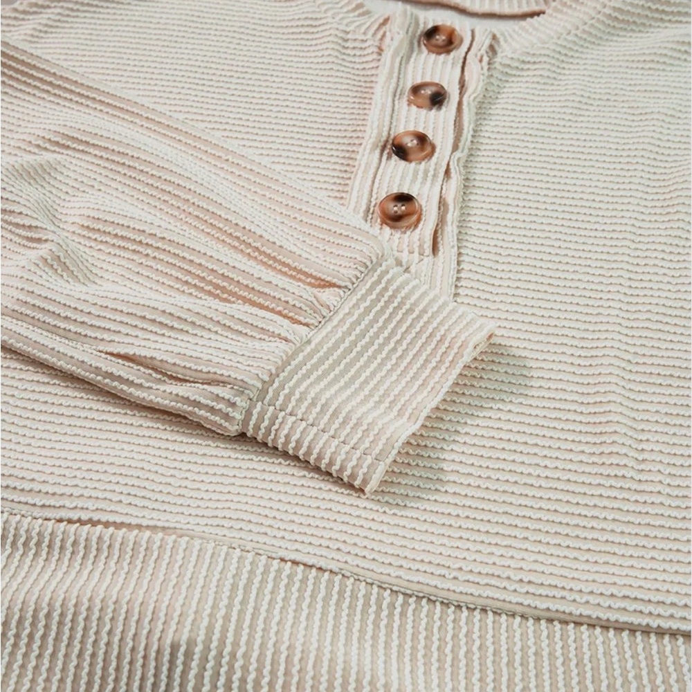 Apricot Waffle Knit Button-Up - Picture 3 of 5